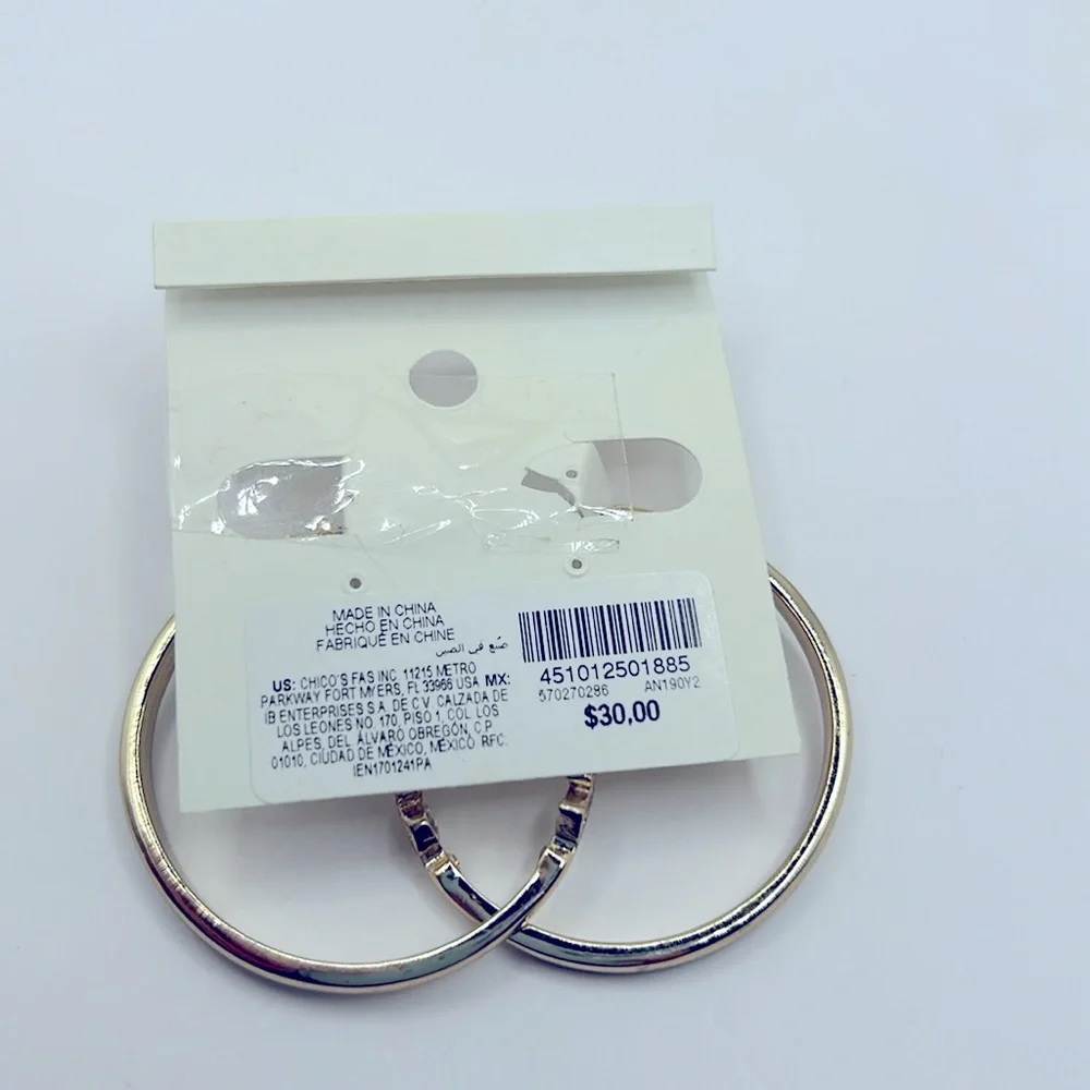 White House Black Market Gold Tone Hoop Earrings NWT